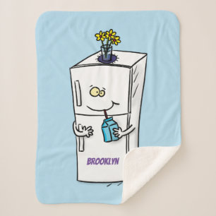 Funny refrigerator cartoon illustration  sherpa blanket