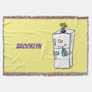 Funny refrigerator cartoon illustration throw blanket