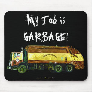 Funny Refuse Waste Disposal Garbage Truck Mouse Pad
