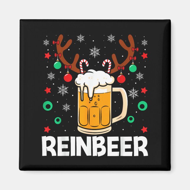 Funny Reinbeer Winedeer Beer Wine Matching Couples Magnet (Front)