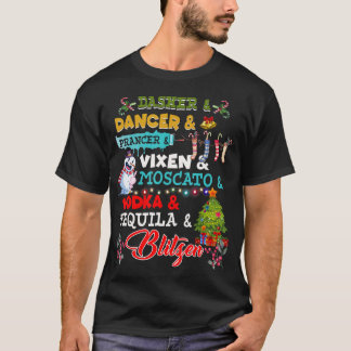 Funny Reindeer Alcohol Names Christmas Party Drink T-Shirt