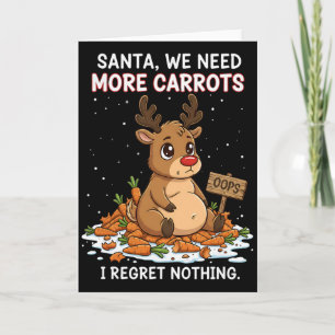 Funny Reindeer Carrot Hoarder Christmas Design Card