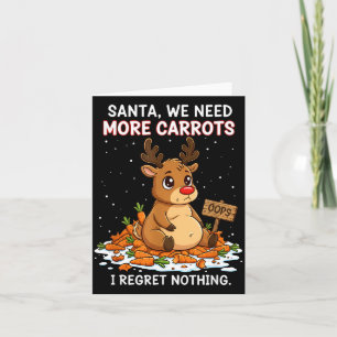 Funny Reindeer Carrot Hoarder Christmas Design  Card