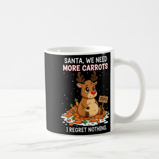 Funny Reindeer Carrot Hoarder Christmas Design  Coffee Mug (Right)