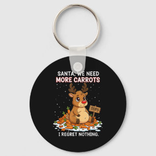 Funny Reindeer Carrot Hoarder Christmas Design Key Ring