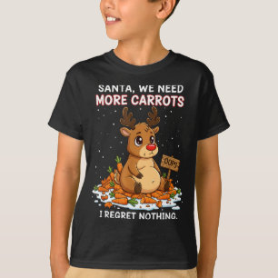 Funny Reindeer Carrot Hoarder Christmas Design T-Shirt