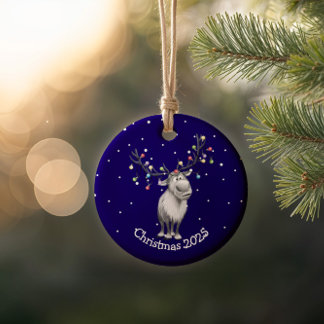 Funny Reindeer Ceramic Tree Decoration