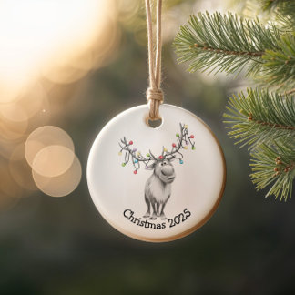 Funny Reindeer Ceramic Tree Decoration
