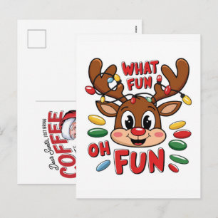 Funny Reindeer Christmas Greeting Cards, 2025 Holiday Postcard