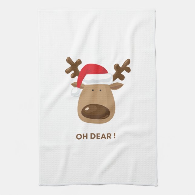 Funny Reindeer Christmas Holiday Teachers Gift  Tea Towel (Vertical)