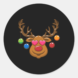 Funny Reindeer Christmas Outfit Family Kids Boy Gi Classic Round Sticker