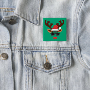 Funny Reindeer Christmas Winter Family Cute Deer 15 Cm Square Badge