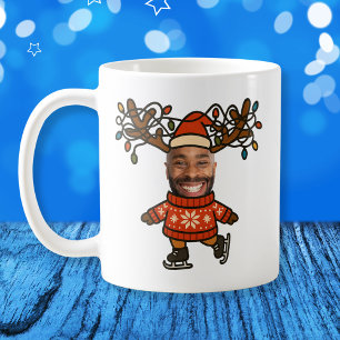Funny Reindeer Custom Face Photo Christmas Coffee Mug
