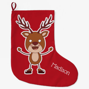 Funny Reindeer custom name Christmas stocking