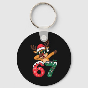 Funny Reindeer Dab Six Seven 67 Christmas Dabbing  Key Ring