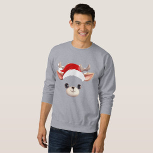 Funny Reindeer Face happy Merry Christmas Family Sweatshirt
