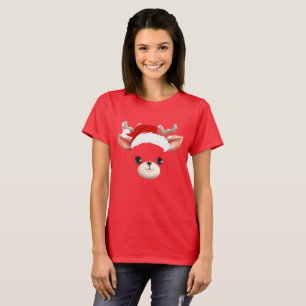 Funny Reindeer Face happy Merry Christmas Family T-Shirt