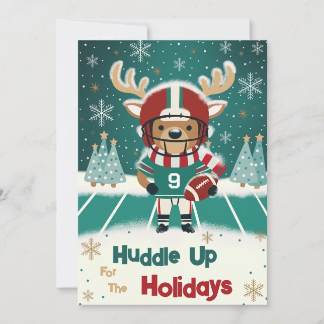 Funny Reindeer Football Christmas Card (Front)