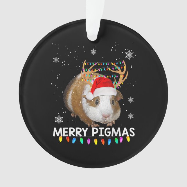 Funny Reindeer Guinea Pig Christmas Ornament (Front)