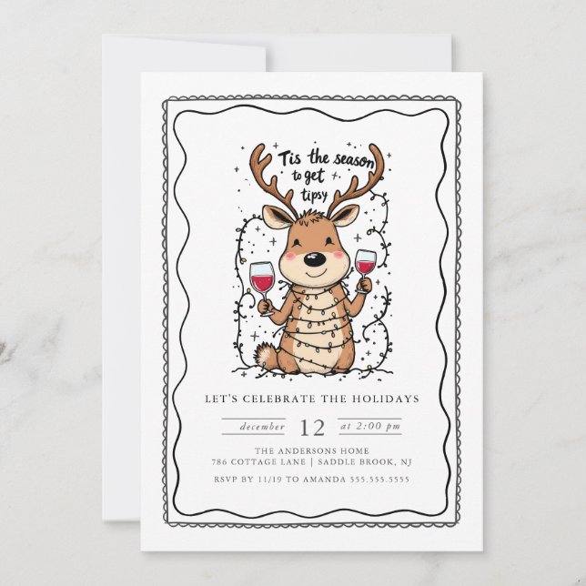 Funny Reindeer Holiday Party Invitation (Front)