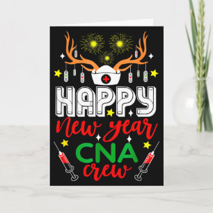 Funny Reindeer Horn Nurse Christmas Happy New Year Card