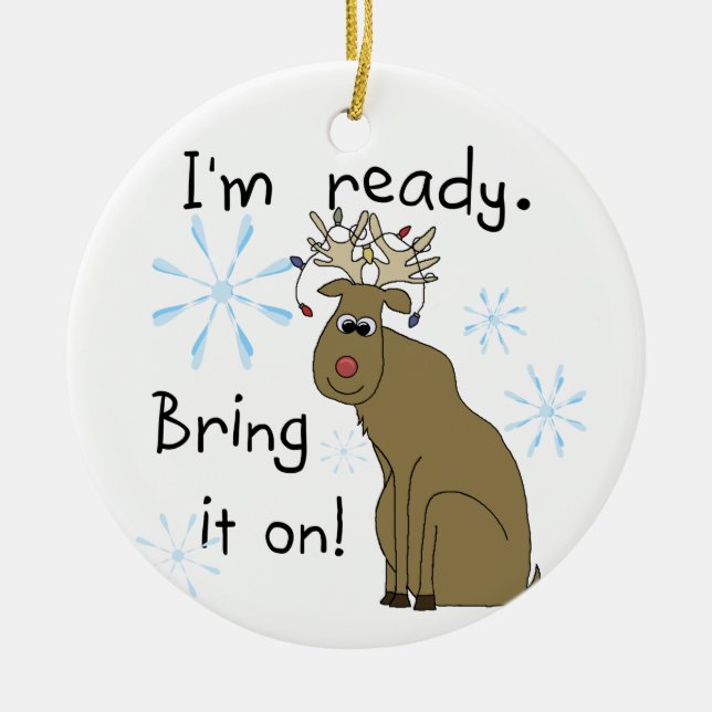 Funny Reindeer Keepsake Ornament (Front)