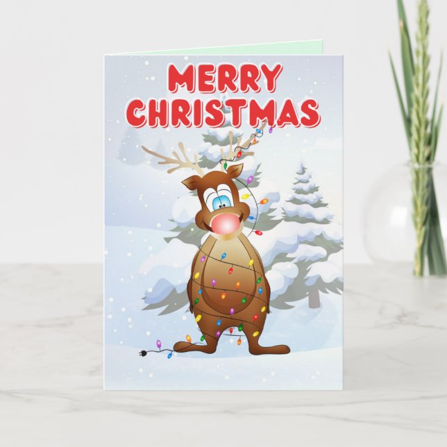 Funny Reindeer Merry Christmas Card (Front)