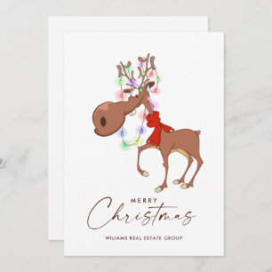 Funny Reindeer Merry Christmas Corporate Greeting Holiday Card