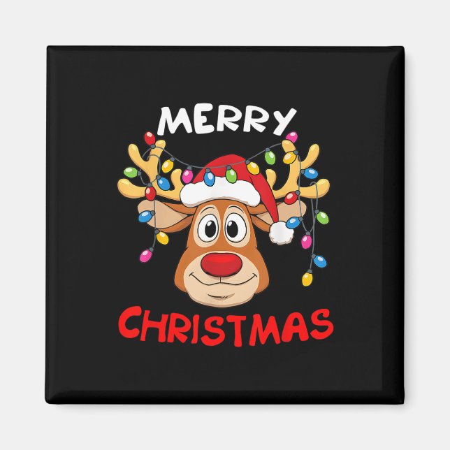 Funny Reindeer Merry Christmas  Magnet (Front)