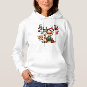 Funny Reindeer Merry Christmas Sign Ornaments Hoodie