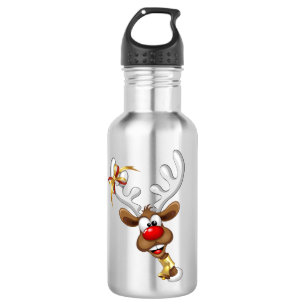 Funny Reindeer Peeking Christmas Meme 532 Ml Water Bottle