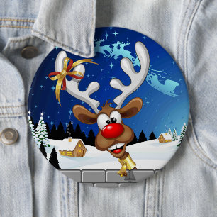 Funny Reindeer Peeking Christmas Meme 6 Cm Round Badge
