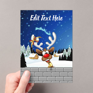 Funny Reindeer Peeking Christmas Meme  Acrylic Invitations