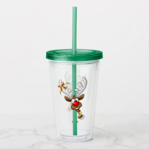 Funny Reindeer Peeking Christmas Meme Acrylic Tumbler