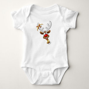 Funny Reindeer Peeking Christmas Meme Baby Bodysuit
