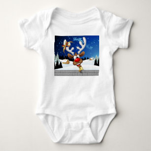 Funny Reindeer Peeking Christmas Meme Baby Bodysuit