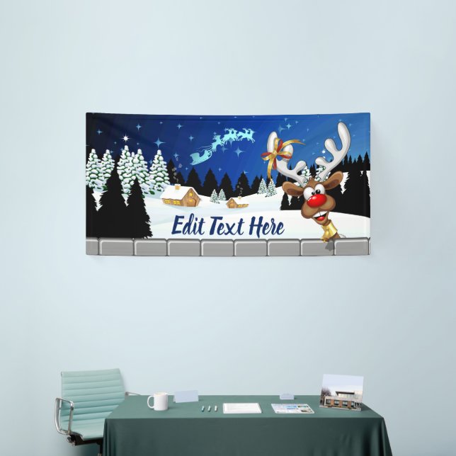 Funny Reindeer Peeking Christmas Meme  Banner (Tradeshow)