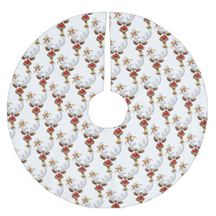 Funny Reindeer Peeking Christmas Meme Brushed Polyester Tree Skirt