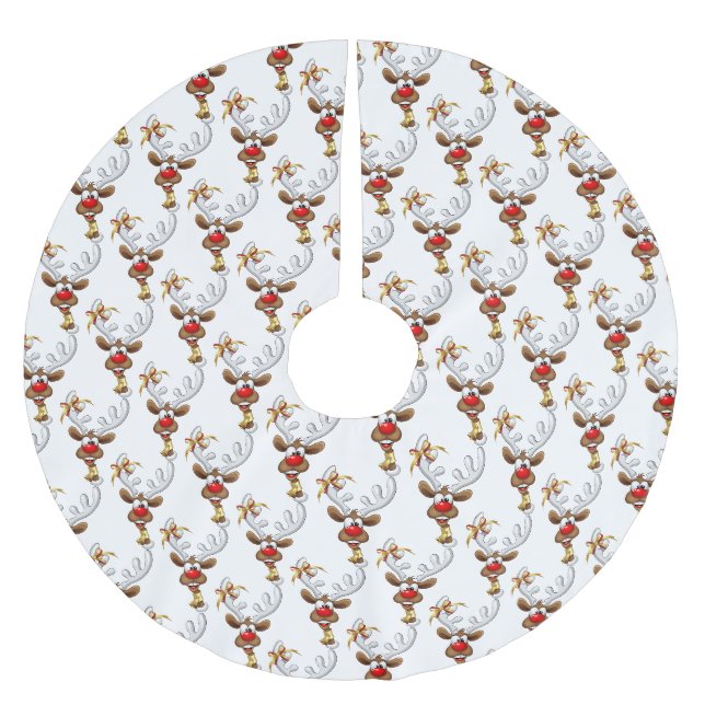 Funny Reindeer Peeking Christmas Meme  Brushed Polyester Tree Skirt (Front)