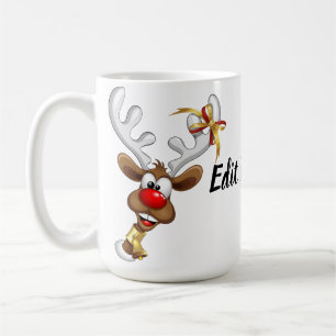 Funny Reindeer Peeking Christmas Meme Coffee Mug