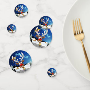 Funny Reindeer Peeking Christmas Meme Confetti