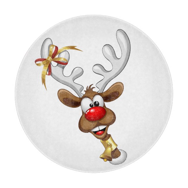 Funny Reindeer Peeking Christmas Meme  Cutting Board (Front)