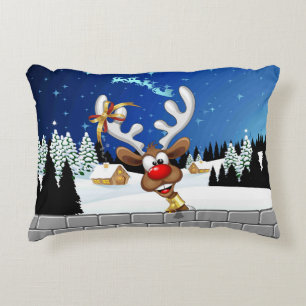 Funny Reindeer Peeking Christmas Meme  Decorative Cushion