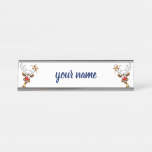Funny Reindeer Peeking Christmas Meme  Desk Name Plate
