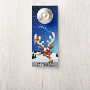 Funny Reindeer Peeking Christmas Meme Door Hanger