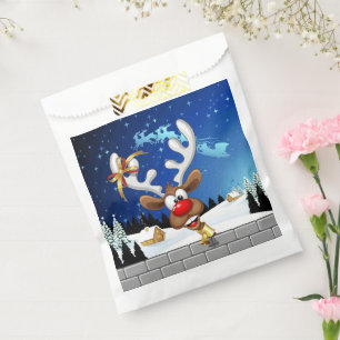 Funny Reindeer Peeking Christmas Meme Favour Bags