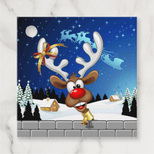 Funny Reindeer Peeking Christmas Meme Favour Tags