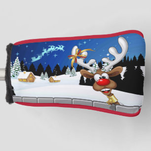 Funny Reindeer Peeking Christmas Meme Golf Head Cover