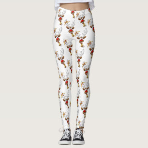 Funny Reindeer Peeking Christmas Meme  Leggings