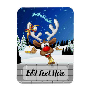 Funny Reindeer Peeking Christmas Meme Magnet